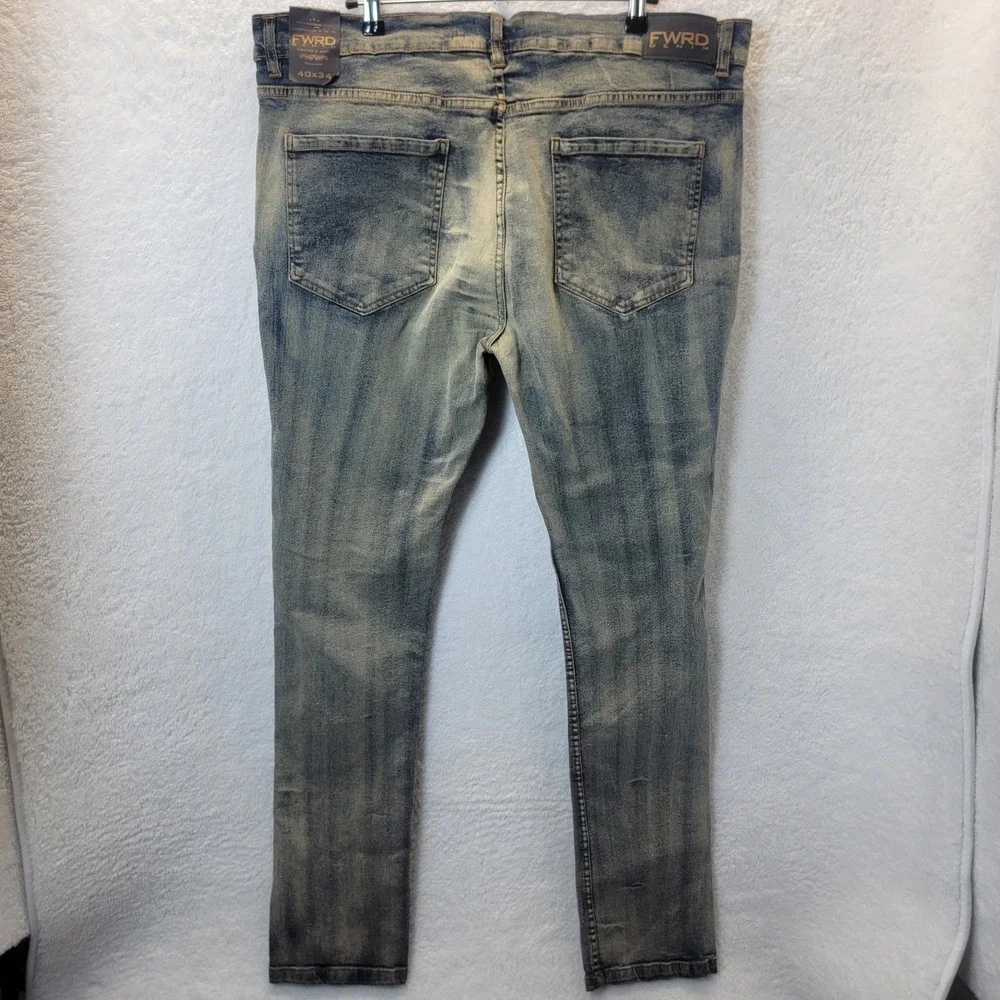 FWRD Mens Denim Jeans 40x34 Distressed Patchwork Streetwear Patches Destroyed